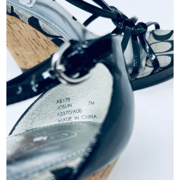 Coach Joslin Black Open-Toe Cork Heel Wedge Sandals Women's 7M - Great Condition - Picture 10 of 11